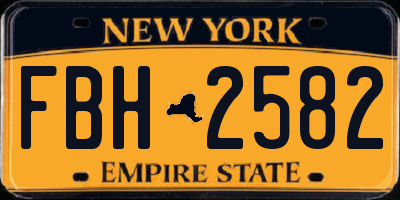 NY license plate FBH2582