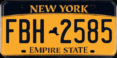 NY license plate FBH2585