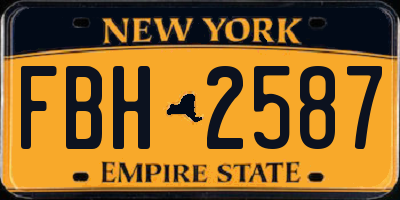 NY license plate FBH2587