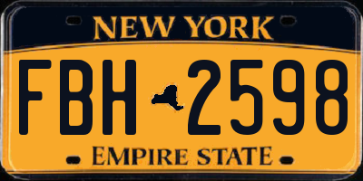 NY license plate FBH2598