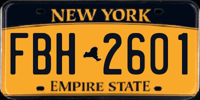 NY license plate FBH2601