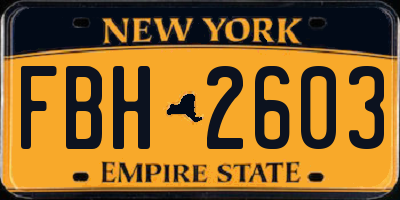 NY license plate FBH2603