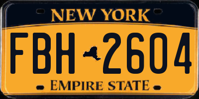 NY license plate FBH2604