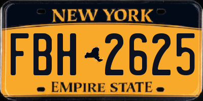 NY license plate FBH2625