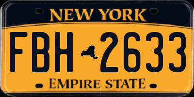 NY license plate FBH2633