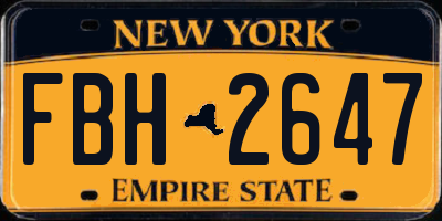 NY license plate FBH2647