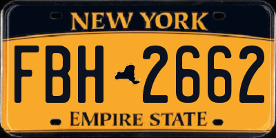 NY license plate FBH2662