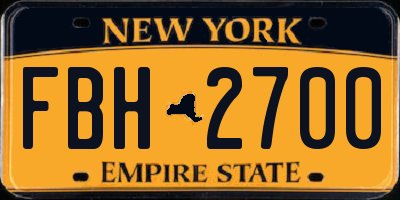 NY license plate FBH2700