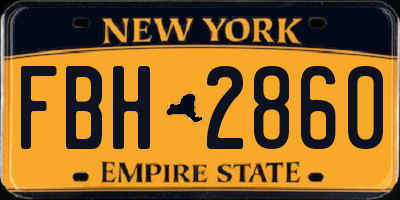 NY license plate FBH2860