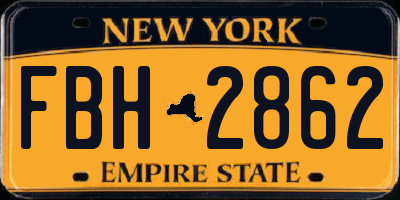 NY license plate FBH2862