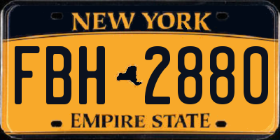 NY license plate FBH2880