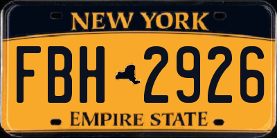 NY license plate FBH2926