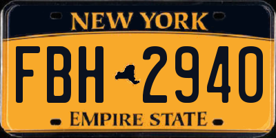 NY license plate FBH2940