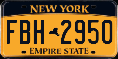 NY license plate FBH2950