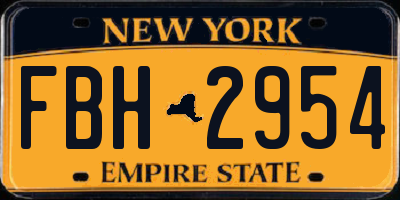 NY license plate FBH2954