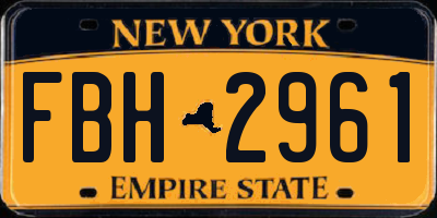 NY license plate FBH2961