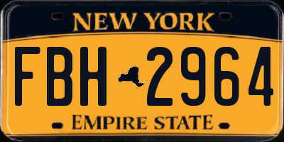 NY license plate FBH2964