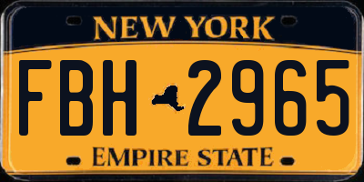NY license plate FBH2965