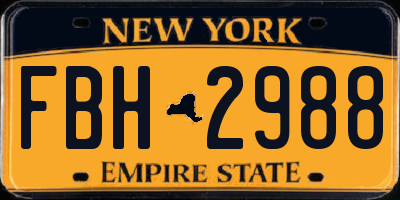 NY license plate FBH2988