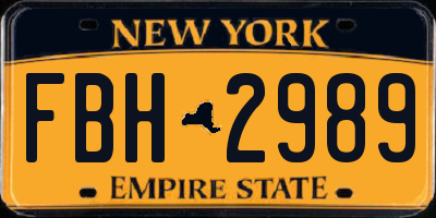 NY license plate FBH2989