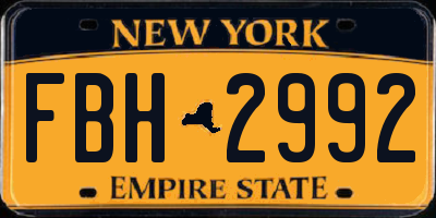 NY license plate FBH2992