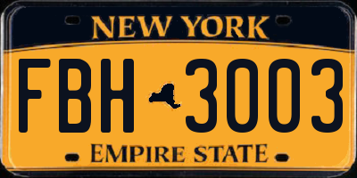 NY license plate FBH3003