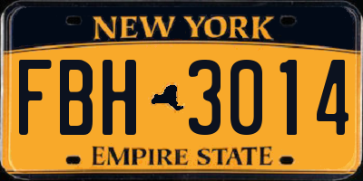 NY license plate FBH3014