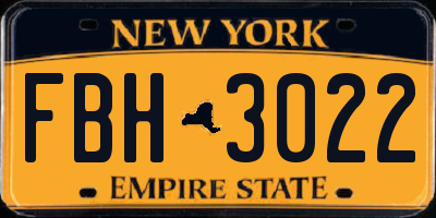 NY license plate FBH3022
