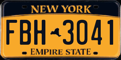 NY license plate FBH3041