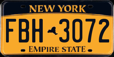 NY license plate FBH3072