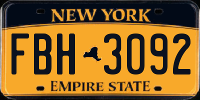 NY license plate FBH3092