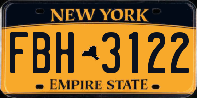 NY license plate FBH3122