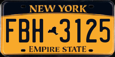 NY license plate FBH3125