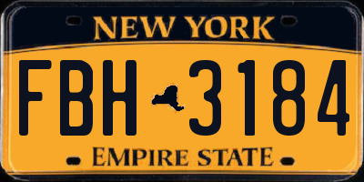 NY license plate FBH3184