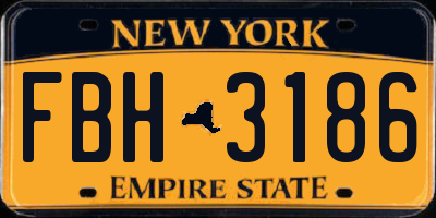 NY license plate FBH3186