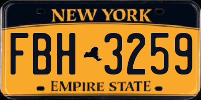 NY license plate FBH3259