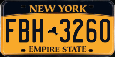 NY license plate FBH3260