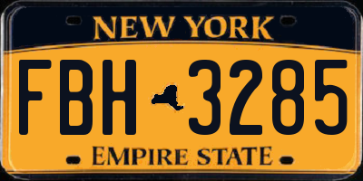 NY license plate FBH3285