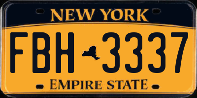 NY license plate FBH3337