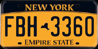 NY license plate FBH3360