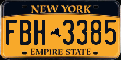 NY license plate FBH3385