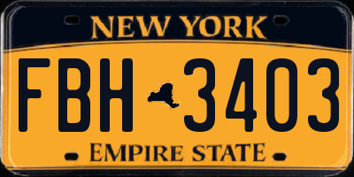 NY license plate FBH3403