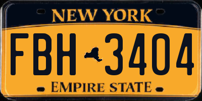 NY license plate FBH3404