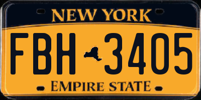 NY license plate FBH3405