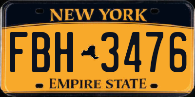 NY license plate FBH3476