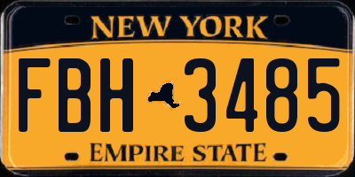 NY license plate FBH3485