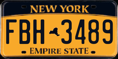 NY license plate FBH3489