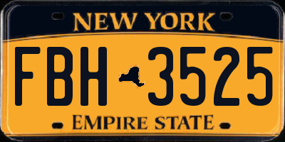 NY license plate FBH3525
