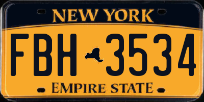 NY license plate FBH3534