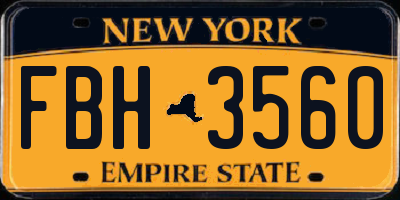 NY license plate FBH3560